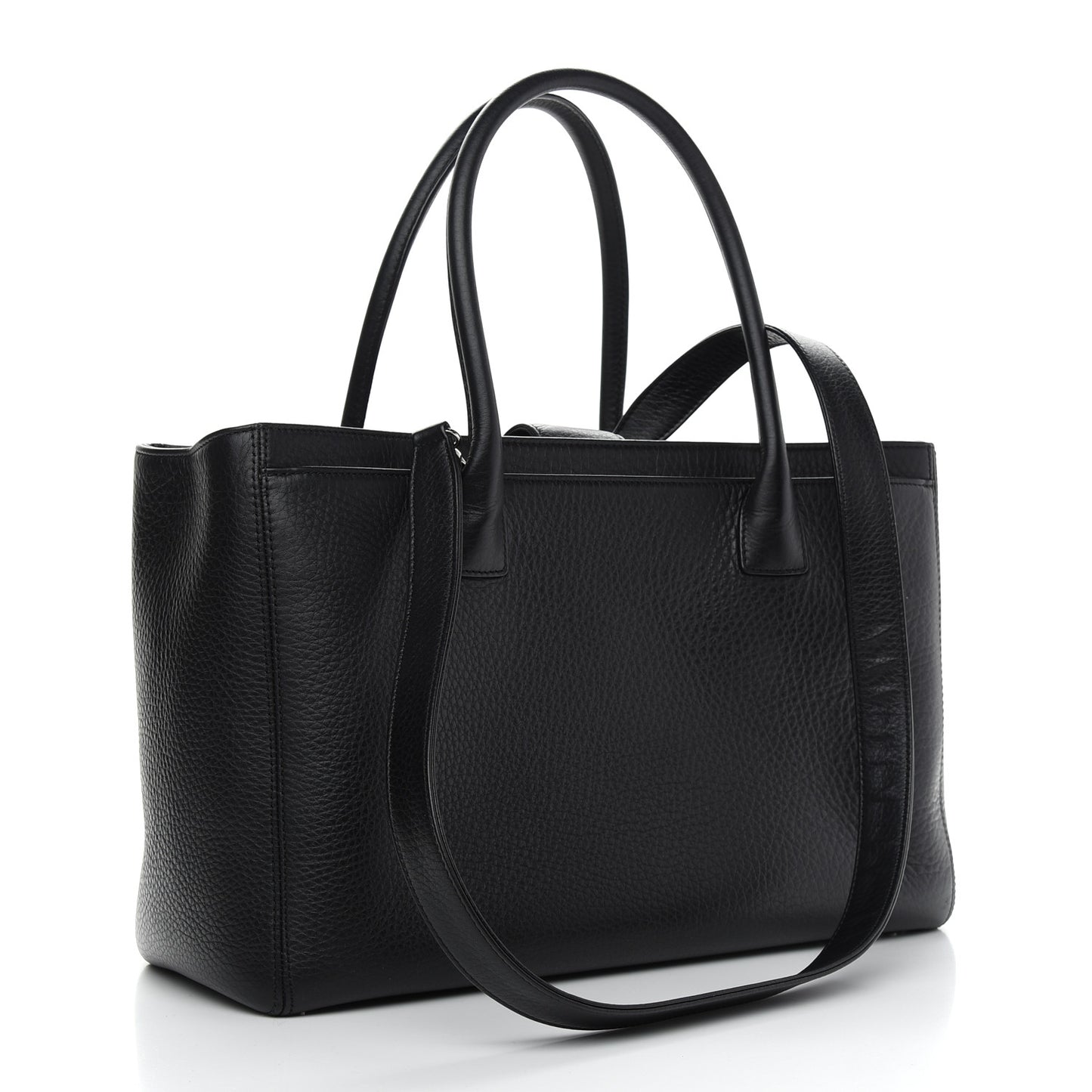 Calfskin Cerf Executive Shopper Tote Black