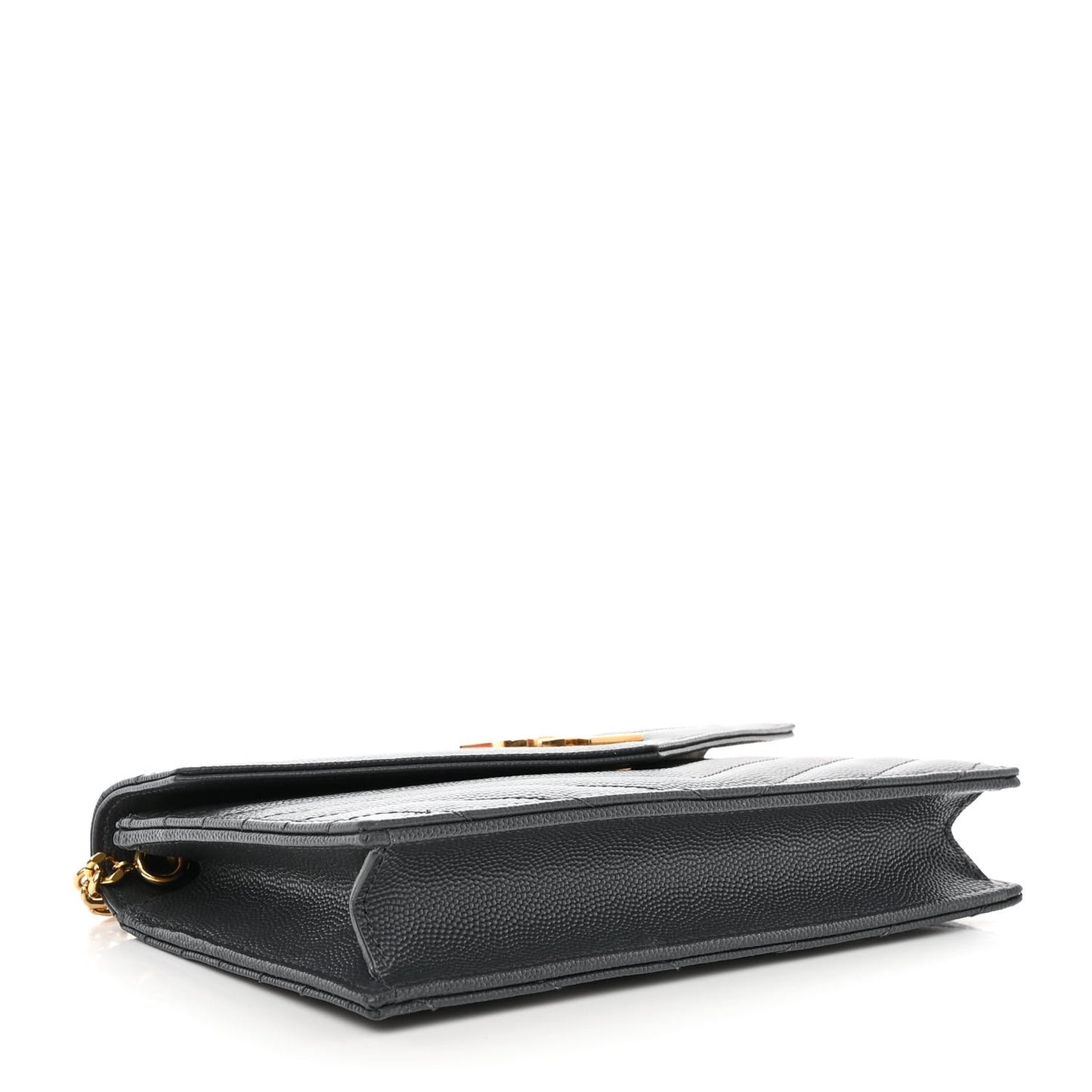 Grain De Poudre Matelasse Chevron Monogram Envelope Chain Wallet Dark Smog