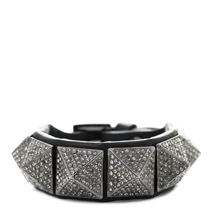 Valentino Garavani Calfskin Crystal Macro Rockstud Bracelet Black 1 of 9