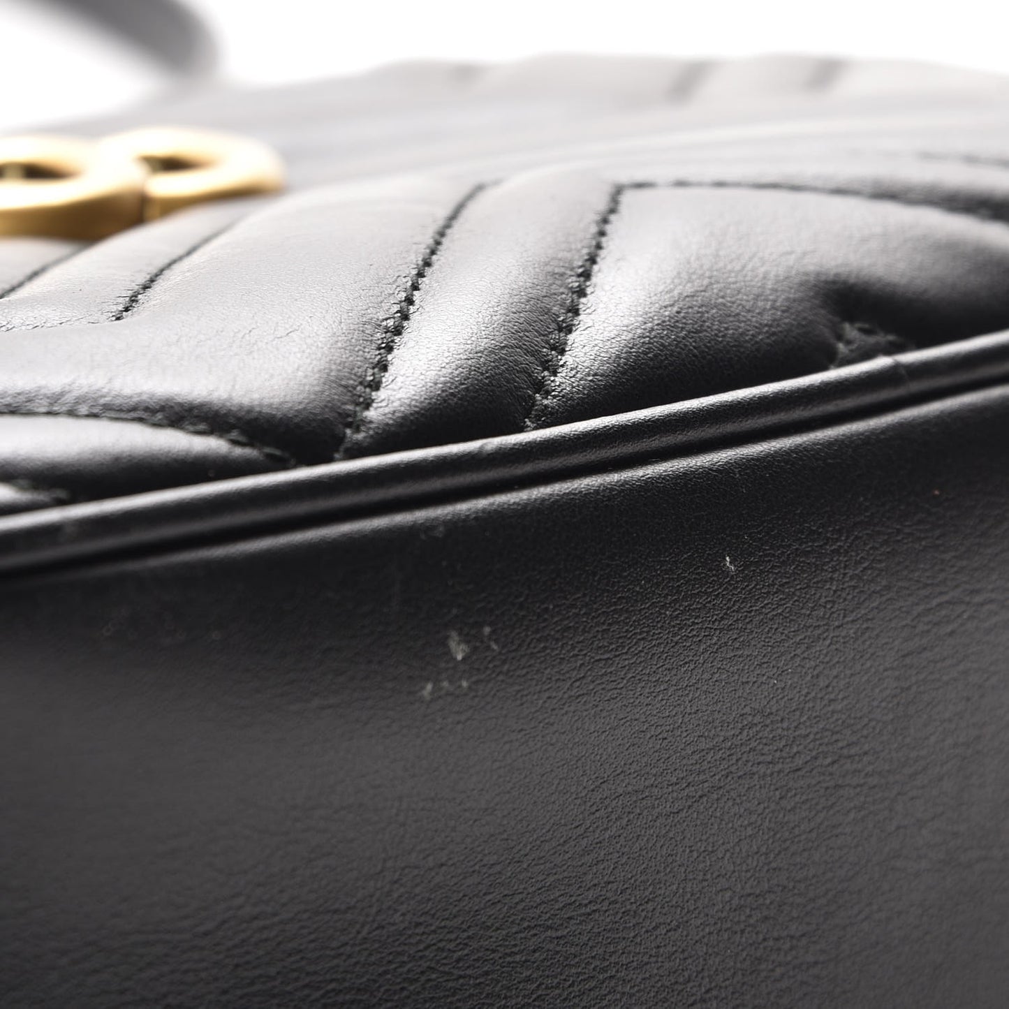 Calfskin Matelasse Small GG Marmont Chain Shoulder Bag Black