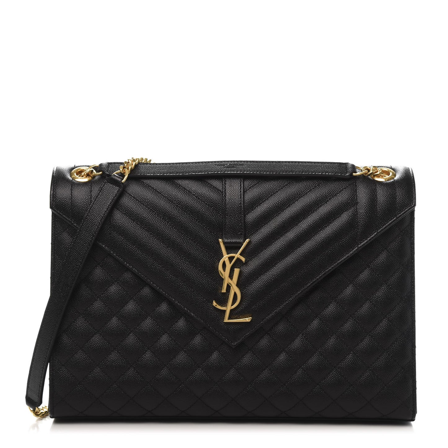 Grain De Poudre Textured Mixed Matelasse Large Triquilt Monogram Satchel Black