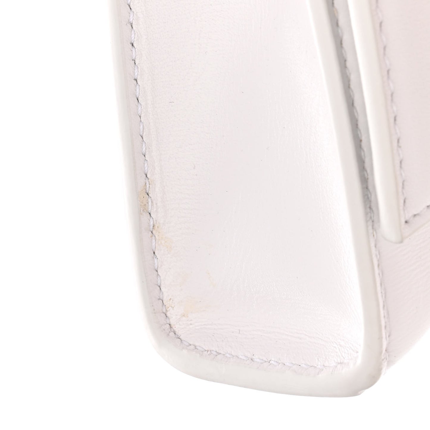 Shiny Box Calfskin Strass Hourglass Chain Bag White