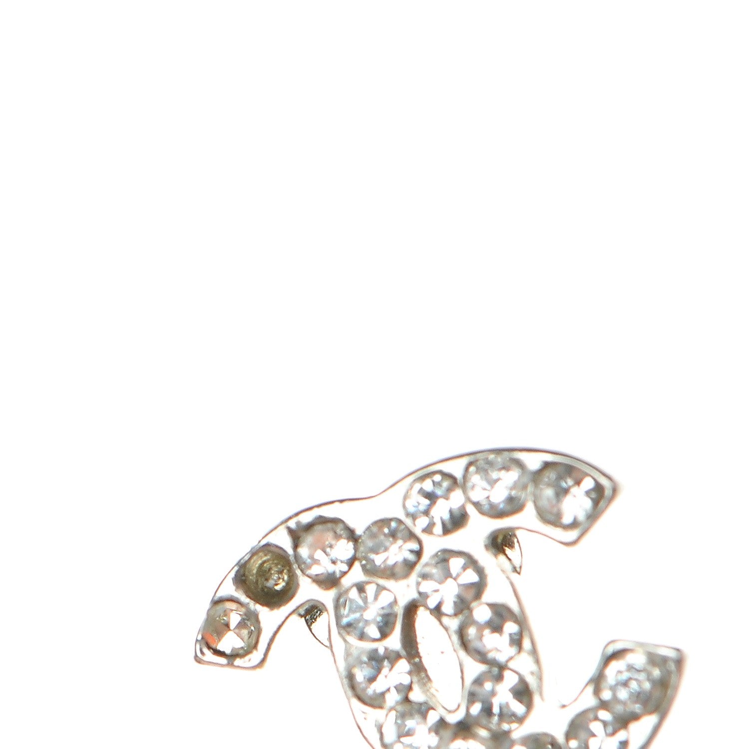 Chanel Crystal Pearl CC Drop Earrings Silver 5 of 5
