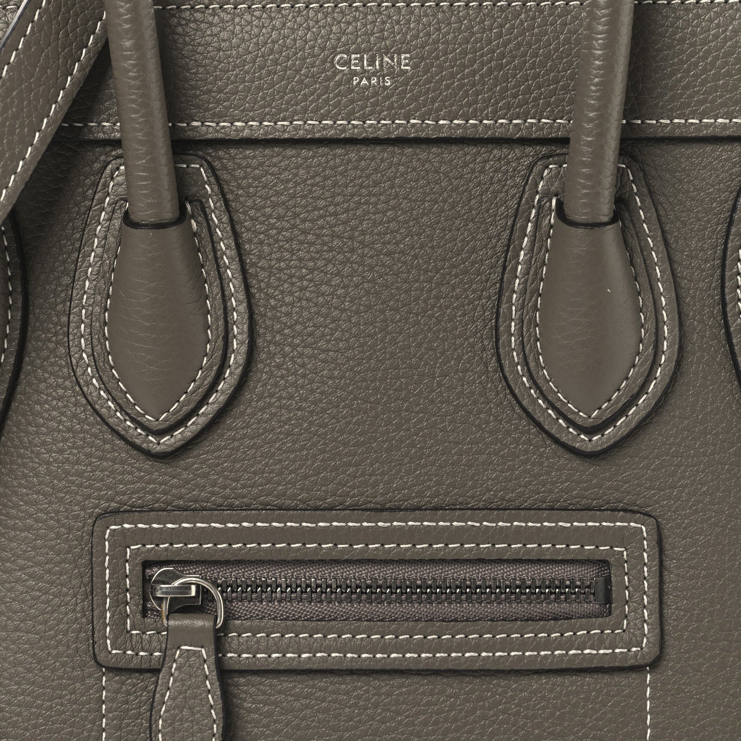 Celine Drummed Calfskin Nano Luggage Souris 9 of 11