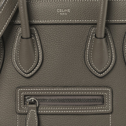 Celine Drummed Calfskin Nano Luggage Souris 9 of 11