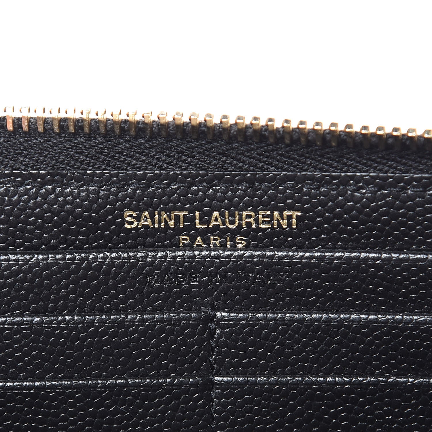 Saint Laurent Grain De Poudre Matelasse Chevron Monogram Zip Around Wallet Black 6 of 9