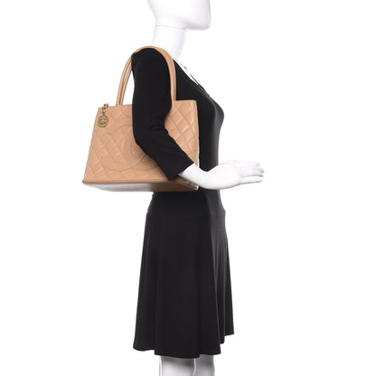 Chanel Caviar Quilted Medallion Tote Beige 2 of 12