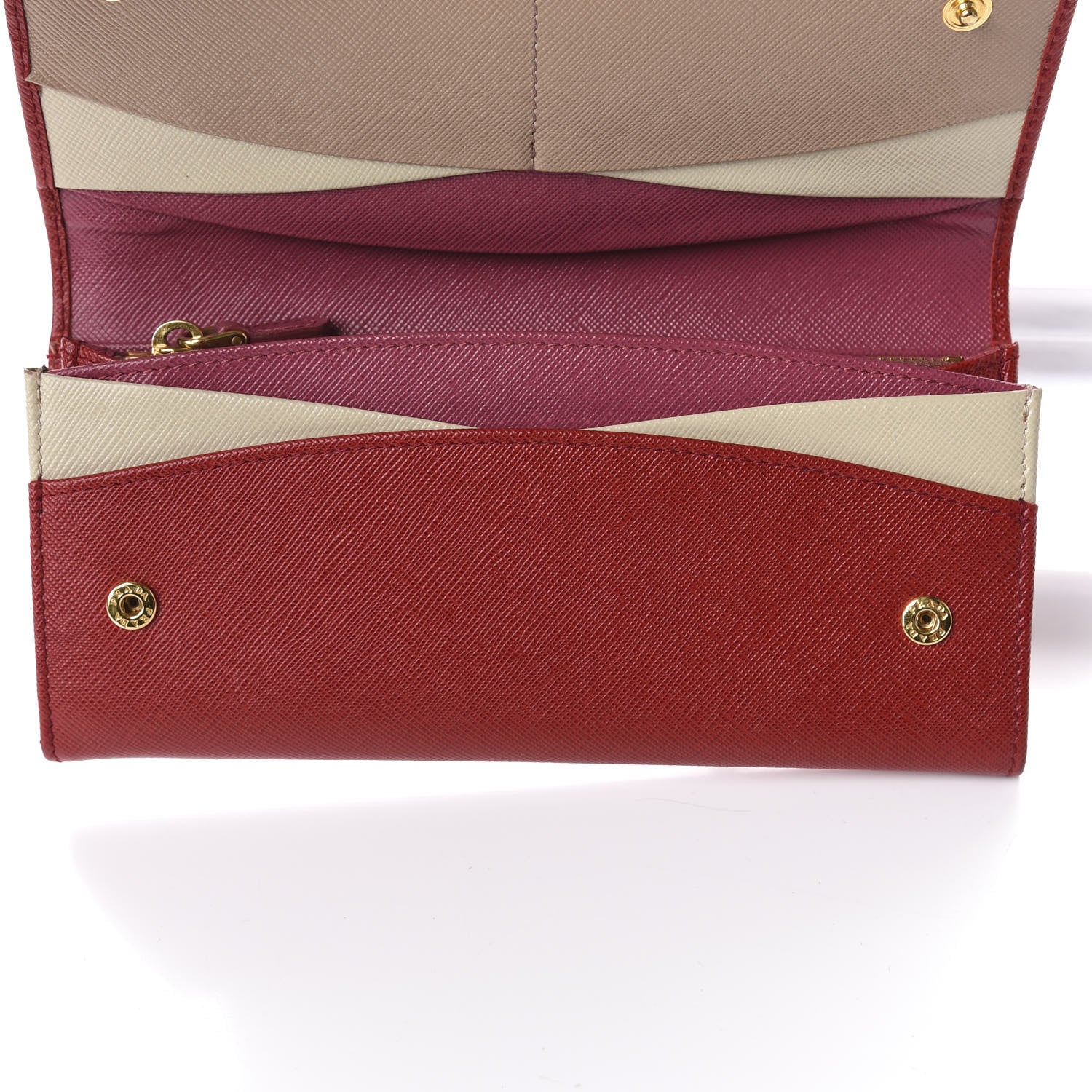 Prada Saffiano Multicolor Continental Flap Wallet Fuoco Bruyere 7 of 14