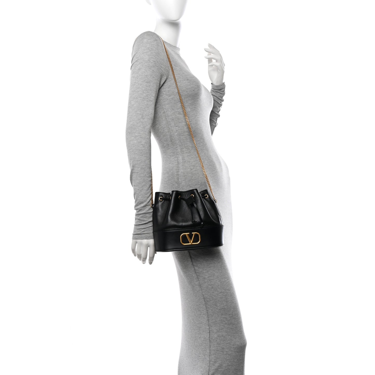 Nappa Mini VLogo Signature Bucket Bag Black