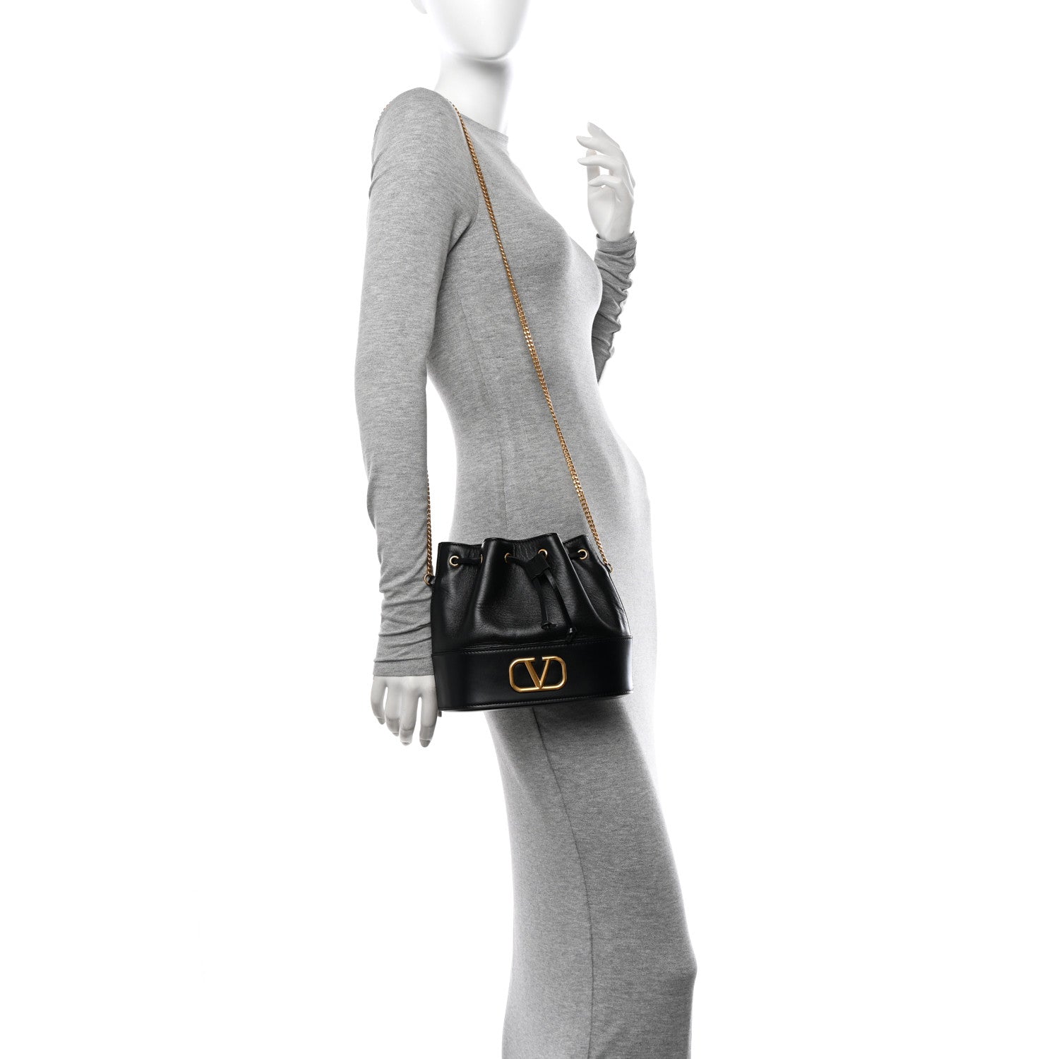 Valentino Garavani Nappa Mini VLogo Signature Bucket Bag Black 2 of 13