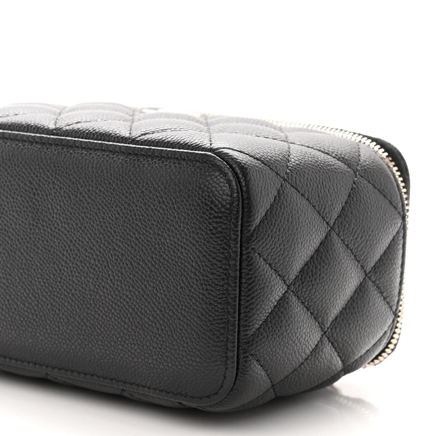 Caviar Quilted Small Tiny CC Vanity Case With Chain Black