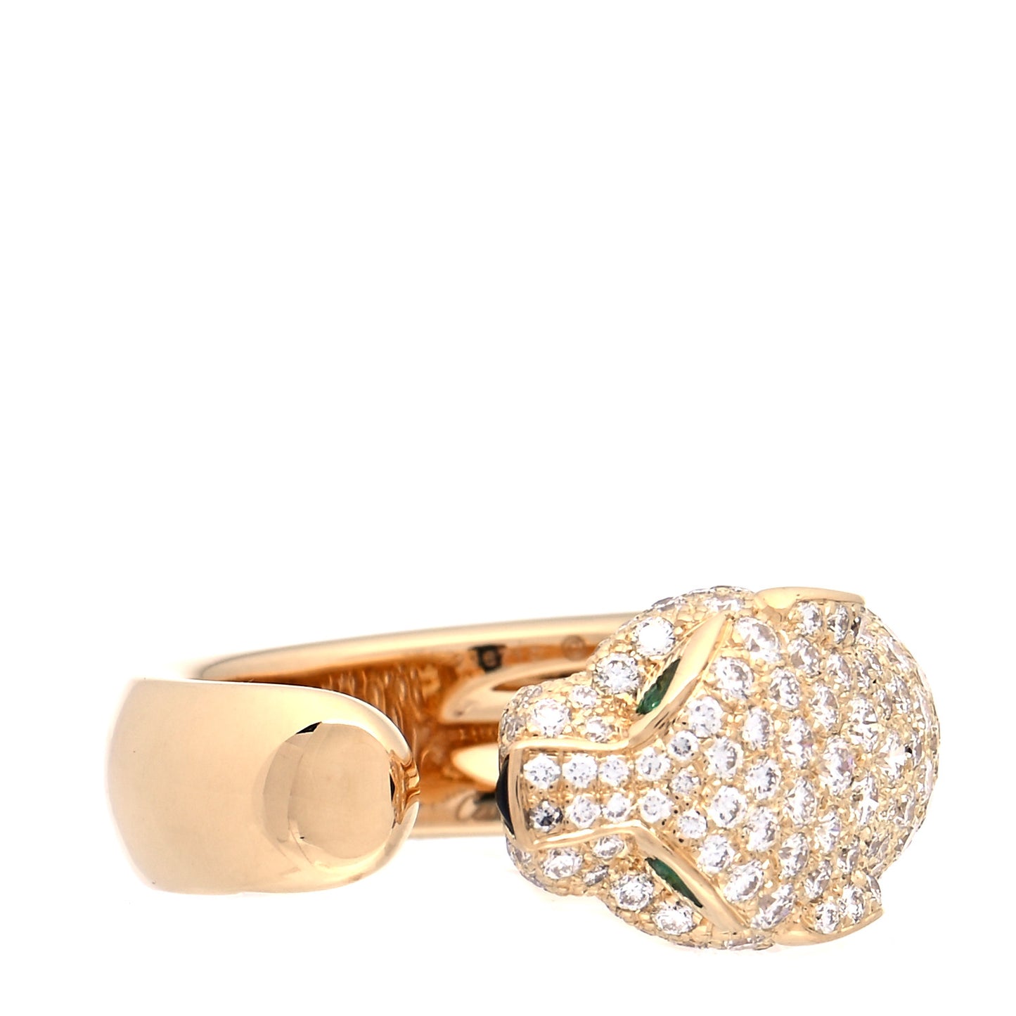 18K Yellow Gold Diamond Emerald Panthere De Cartier Band Ring 58 8.25
