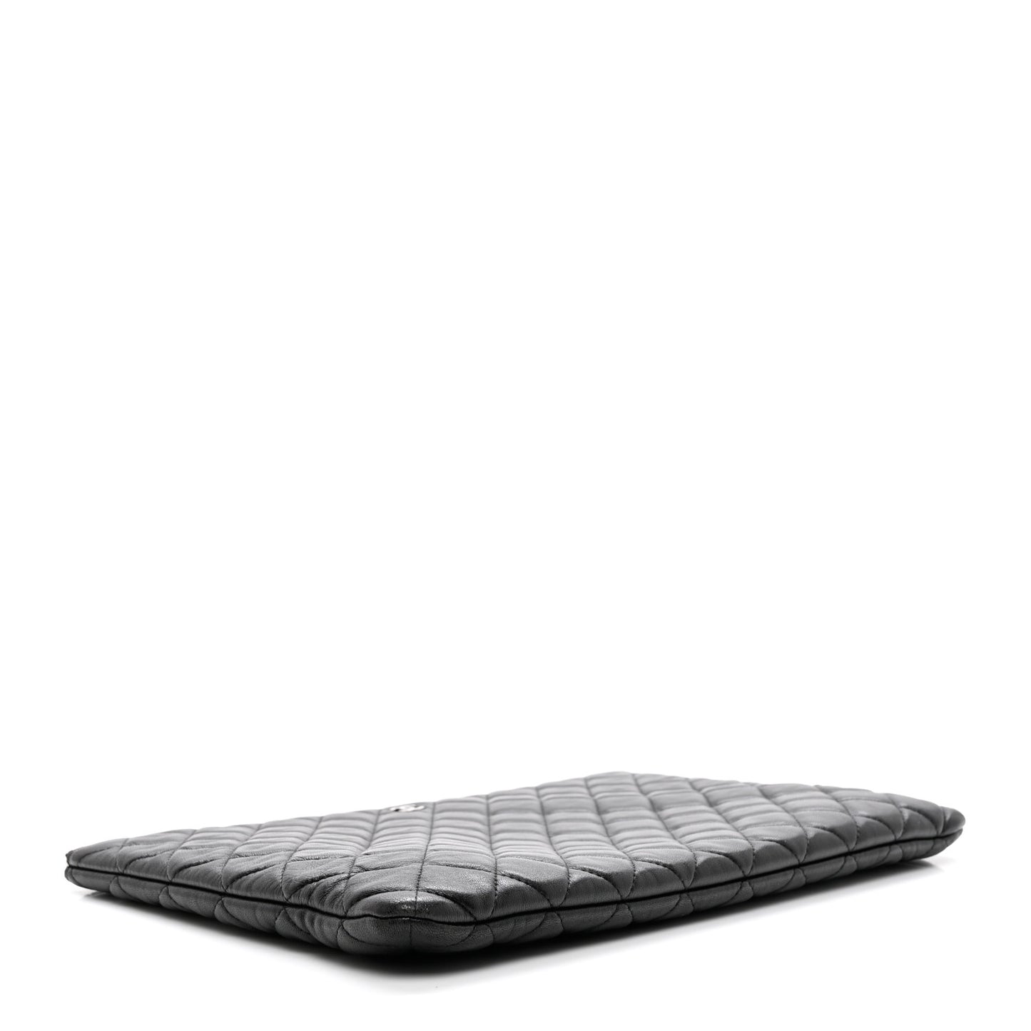 Lambskin Quilted Large Cosmetic Case Black