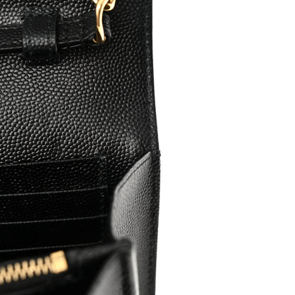Saint Laurent Grain De Poudre Mixed Matelasse Triquilt Monogram Chain Wallet Black 11 of 12