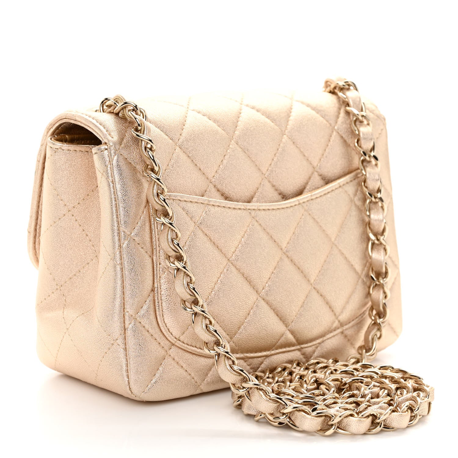 Chanel Metallic Lambskin Quilted Mini Square Flap Gold 3 of 10