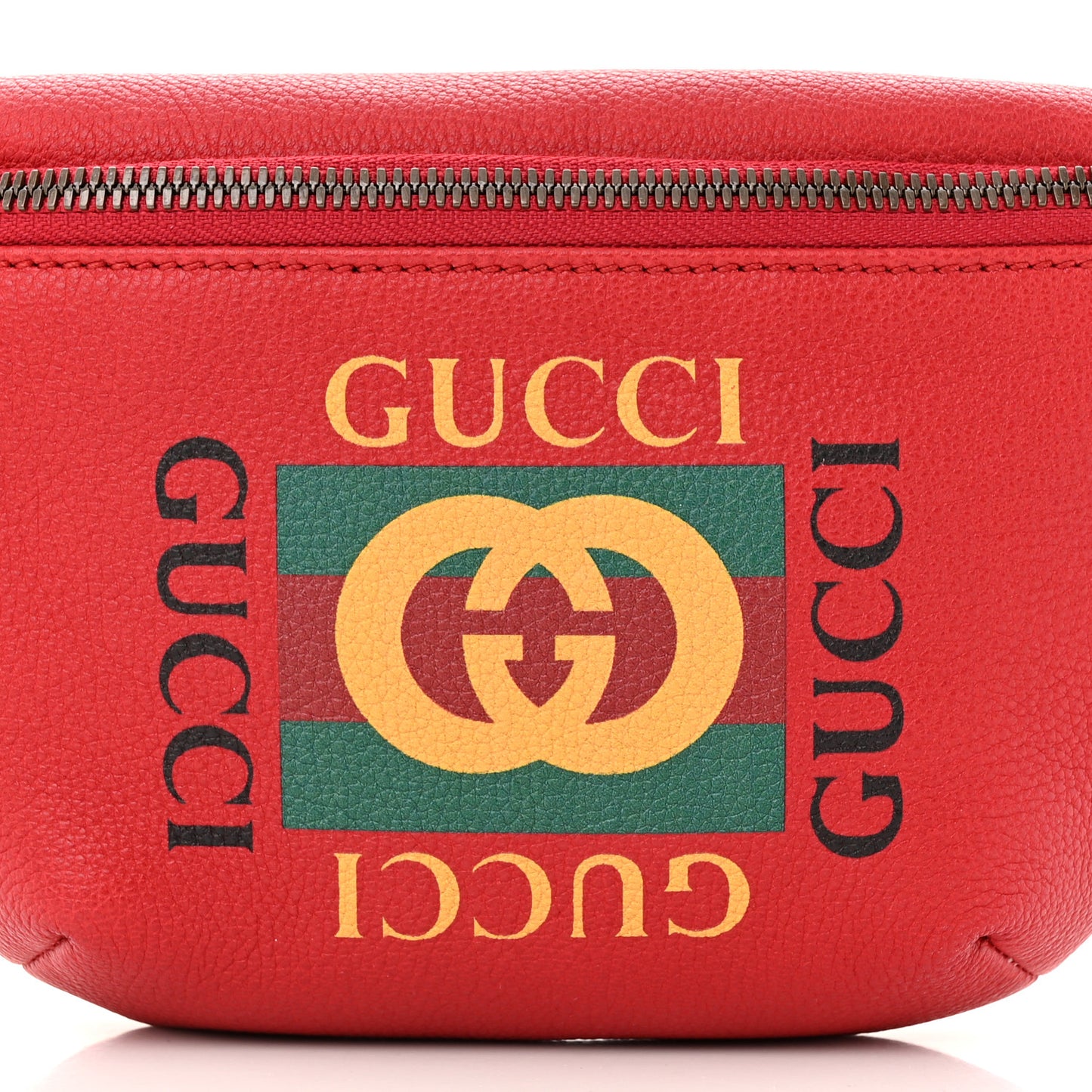 Grained Calfskin Small Logo Belt Bag Hibiscus Red