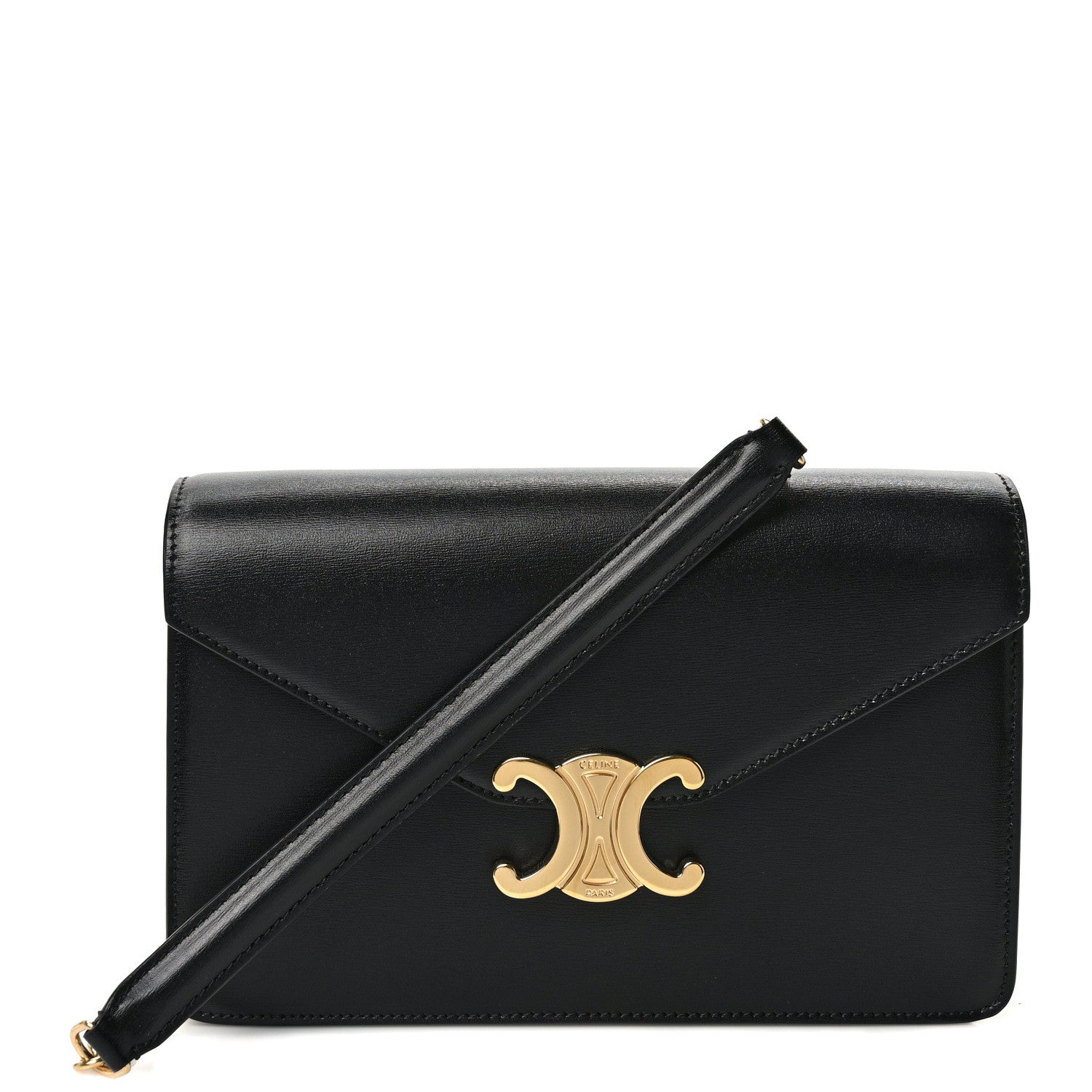 Celine Shiny Calfskin Triomphe Margo Wallet on Chain Black 1 of 10