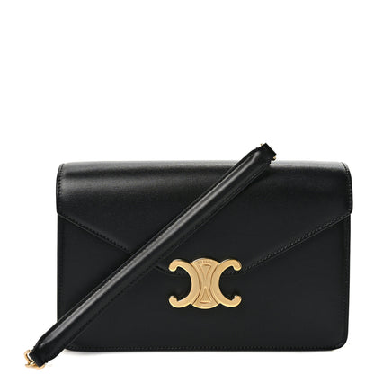 Celine Shiny Calfskin Triomphe Margo Wallet on Chain Black 1 of 10