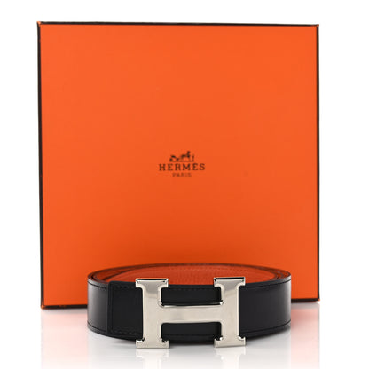Hermes Box Togo 32mm H Belt 90 Black Orange 6 of 6