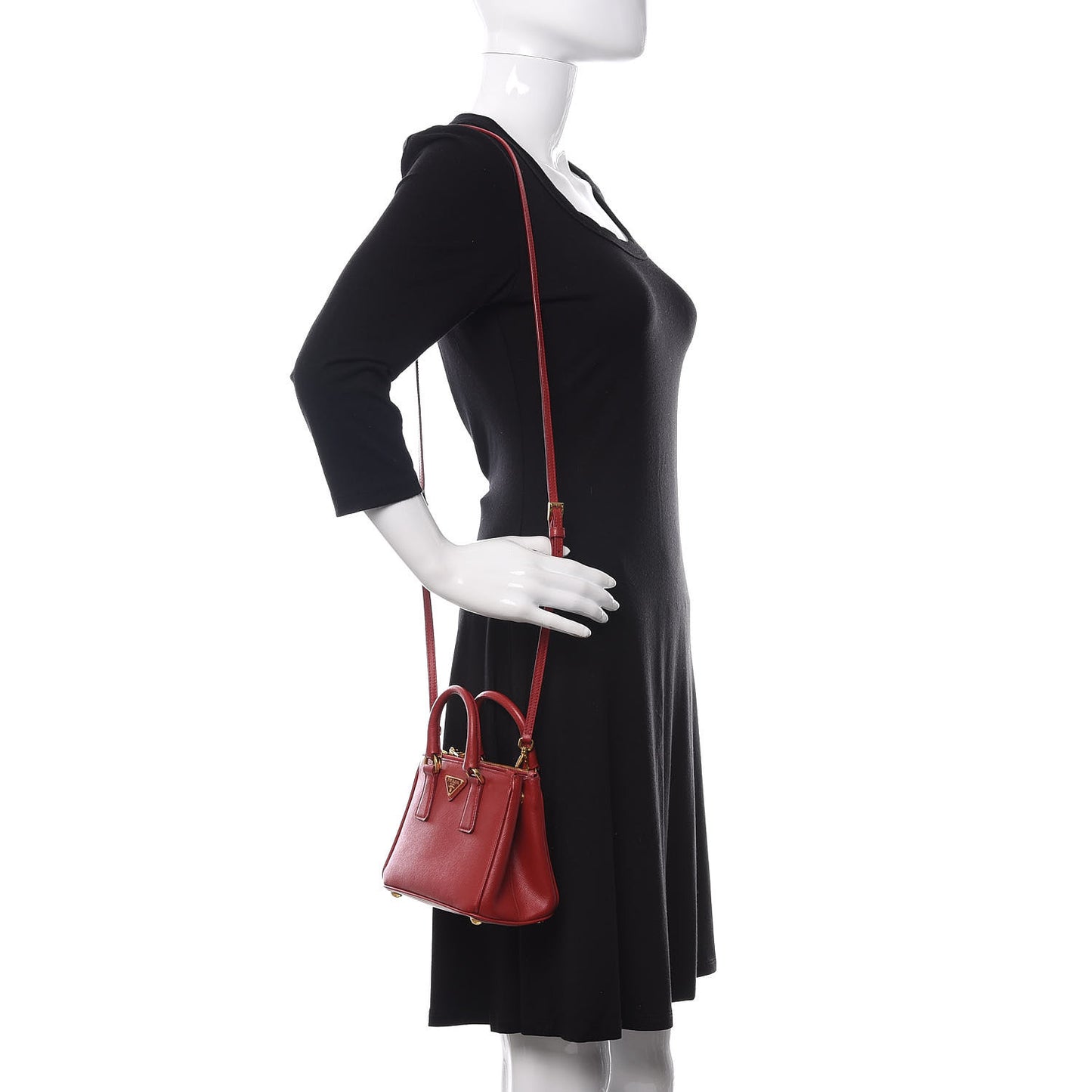 Saffiano Lux Micro Galleria Double Zip Tote Fuoco
