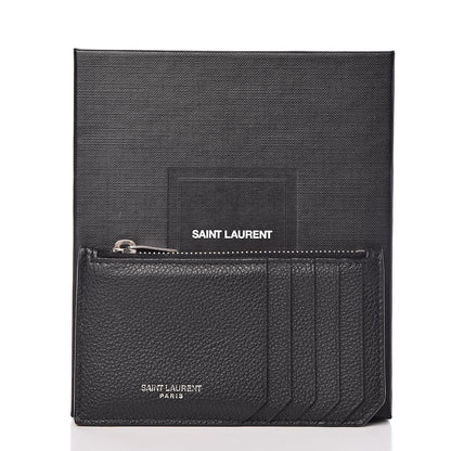 Saint Laurent Grained Calfskin 5 Fragments Zip Pouch Card Holder Black 8 of 8