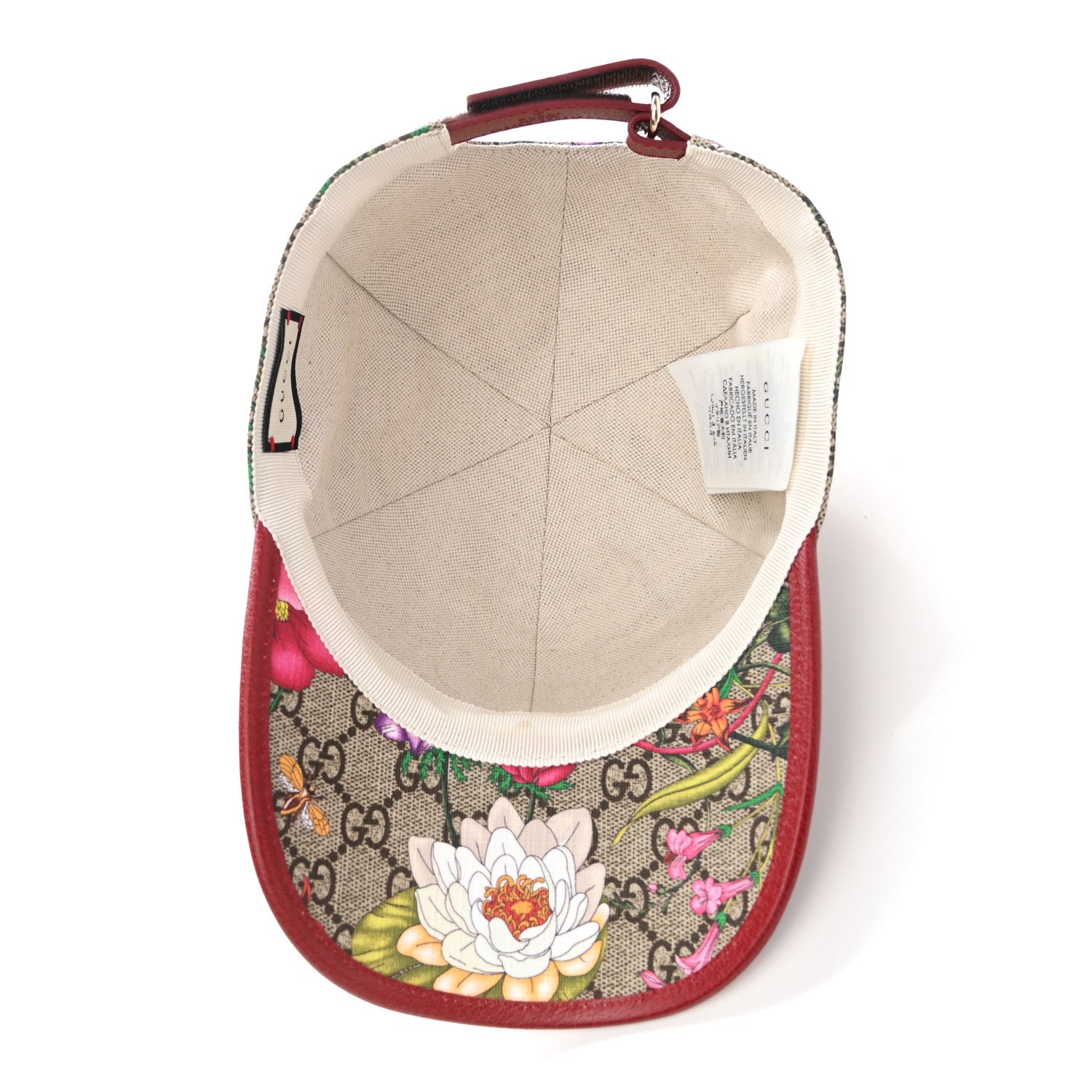 Gucci GG Supreme Flora Claudia Baseball Hat 56 S Red 7 of 11