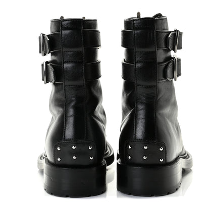 Saint Laurent Kangaroo Calfskin Embossed Army 20 Strap Boots 36.5 Black 3 of 9