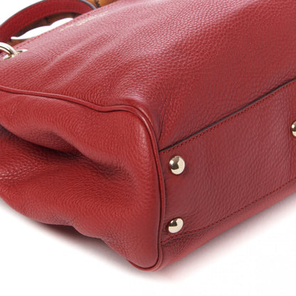Gucci Calfskin Small Bamboo Shopper Tote Red 6 of 9