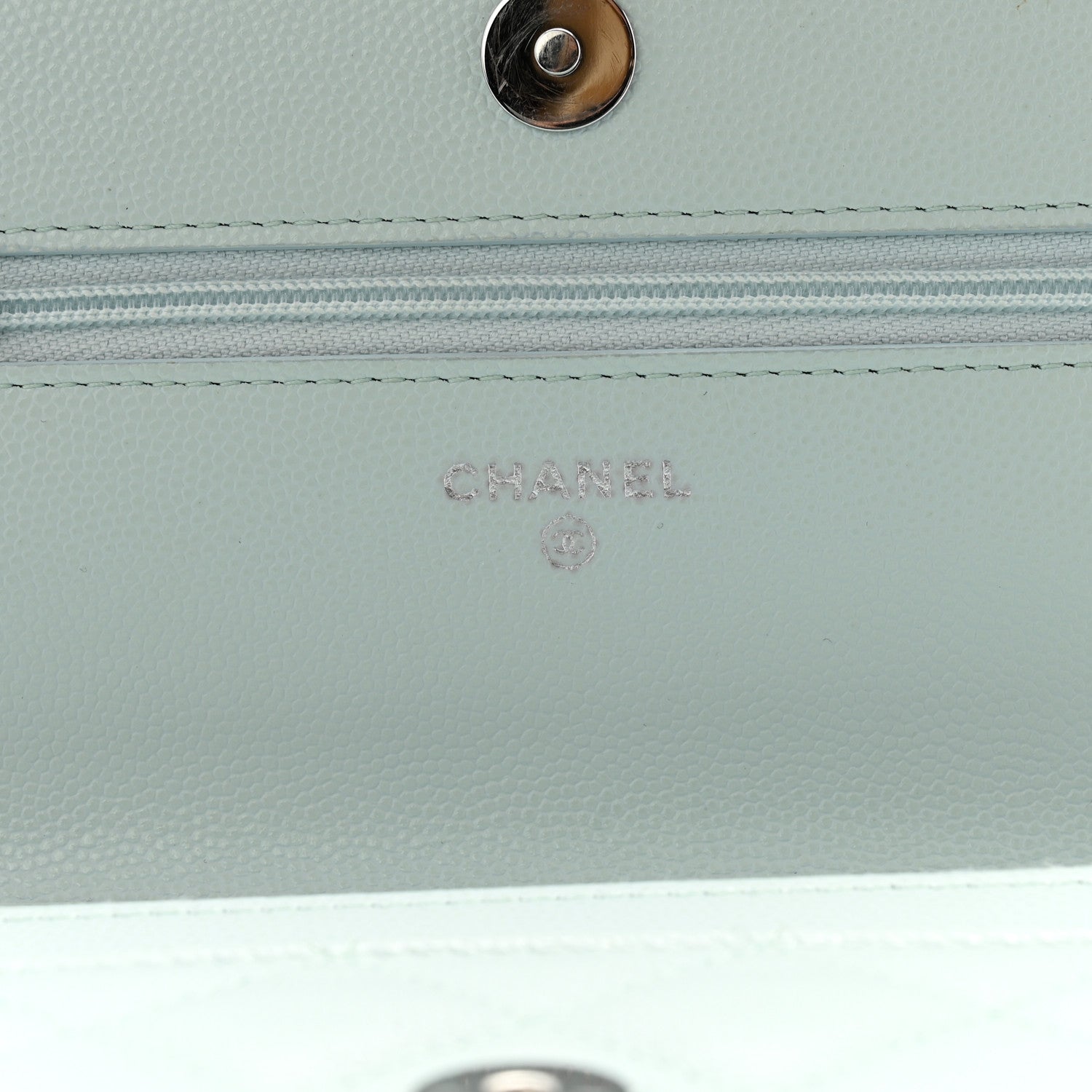 Chanel Caviar Quilted Wallet on Chain WOC Light Blue 5 of 12