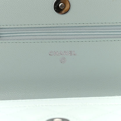 Chanel Caviar Quilted Wallet on Chain WOC Light Blue 5 of 12