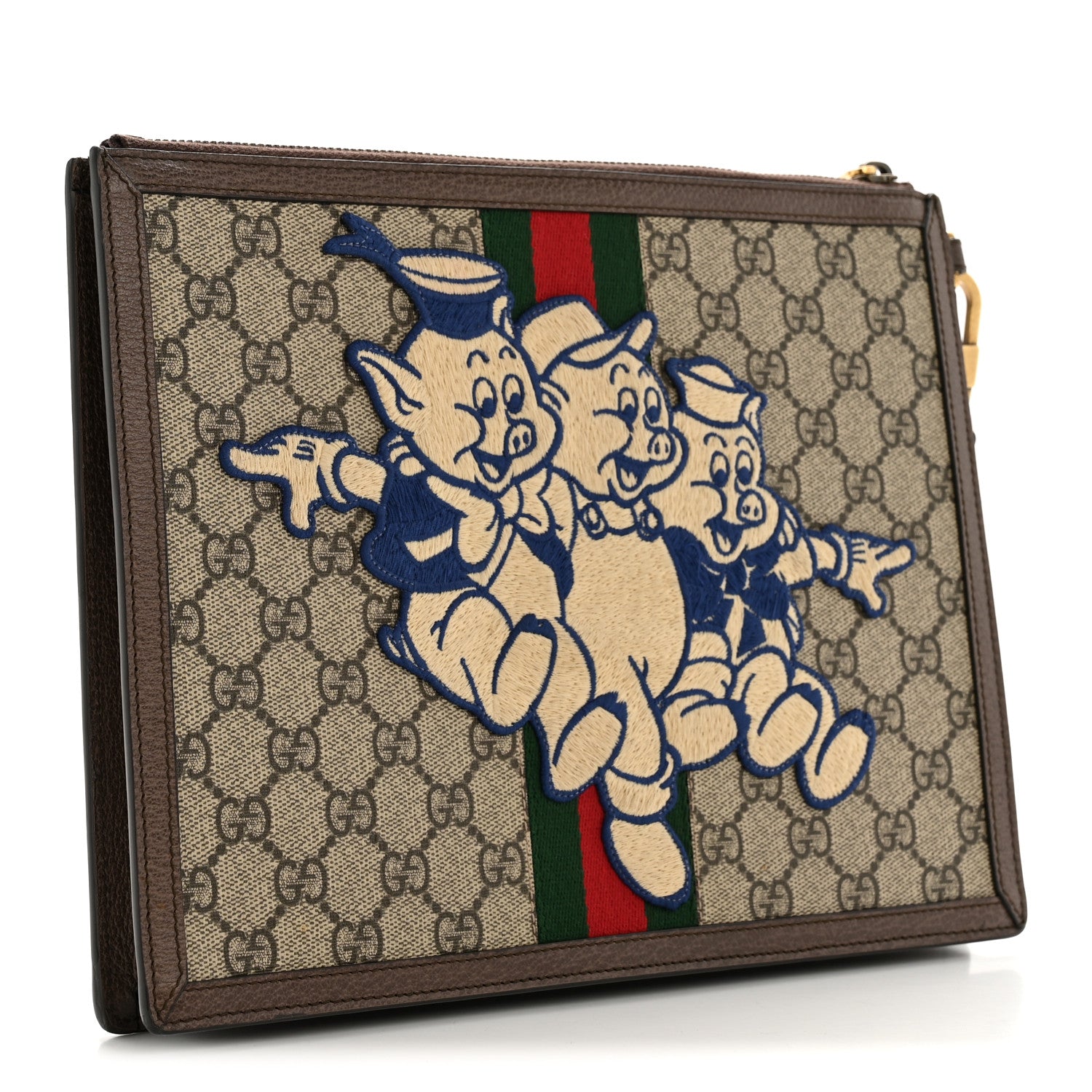 Gucci X DISNEY GG Supreme Monogram Web Three Little Pigs Ophidia Documents Holder Beige New Acero 3 of 9