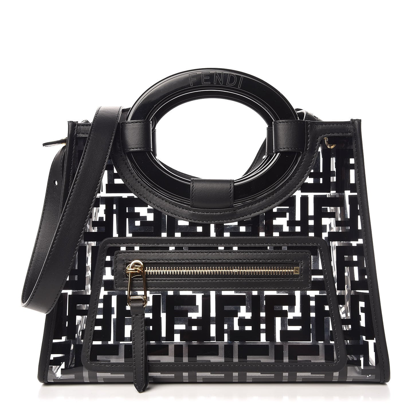 TPU FF Vitello Century Plexiglass Small Runaway Shopper Tote Black