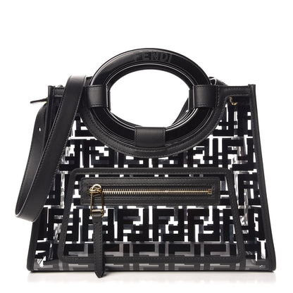 Fendi TPU FF Vitello Century Plexiglass Small Runaway Shopper Tote Black 1 of 9
