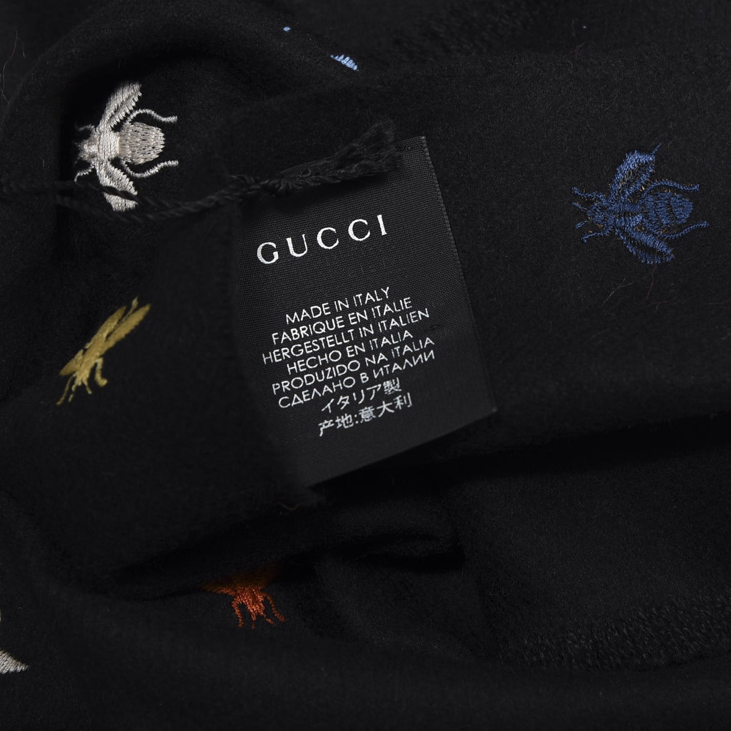 Silk Cashmere Bee Stardust Scarf Black