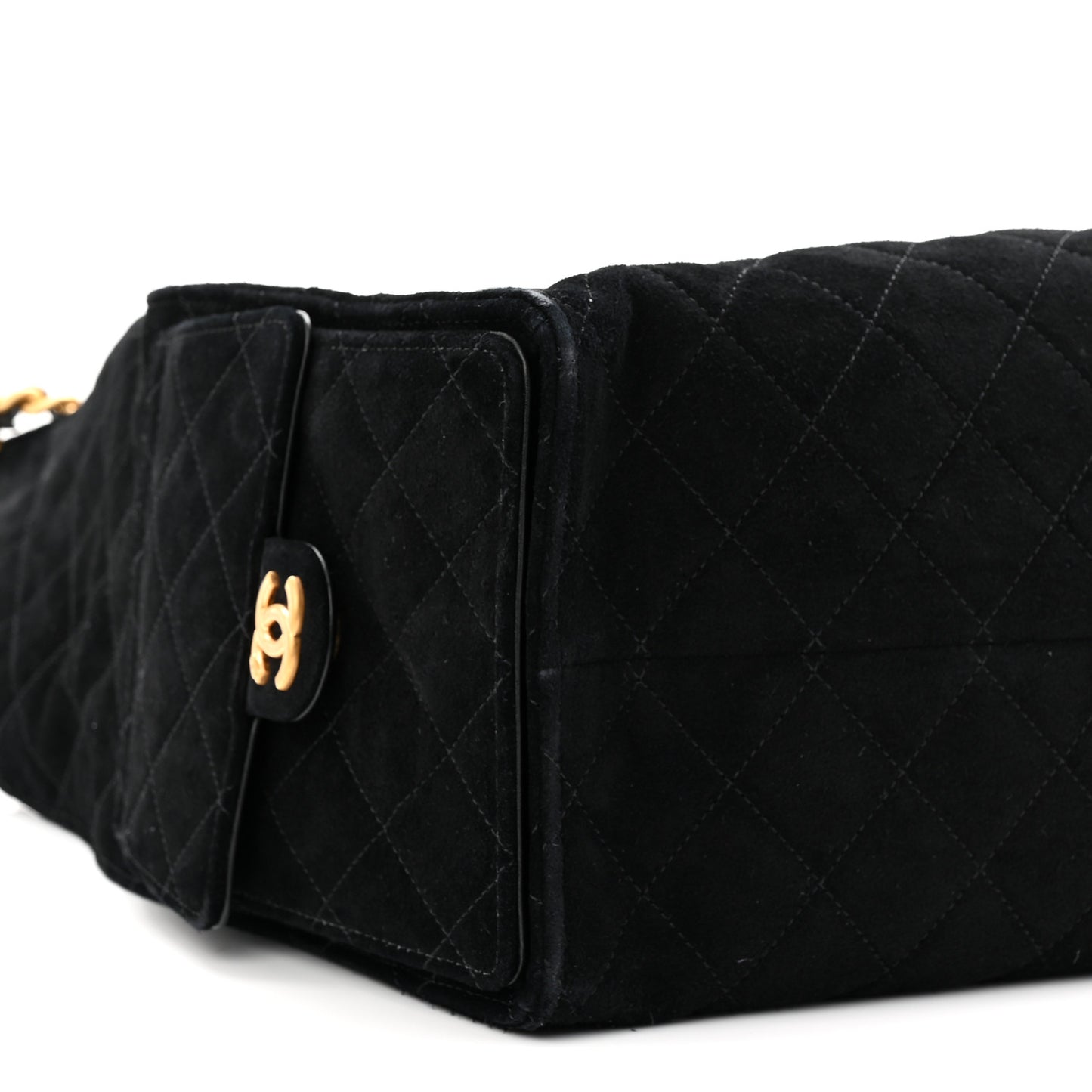 Suede Quilted Medium Chanel 25 Handbag Black