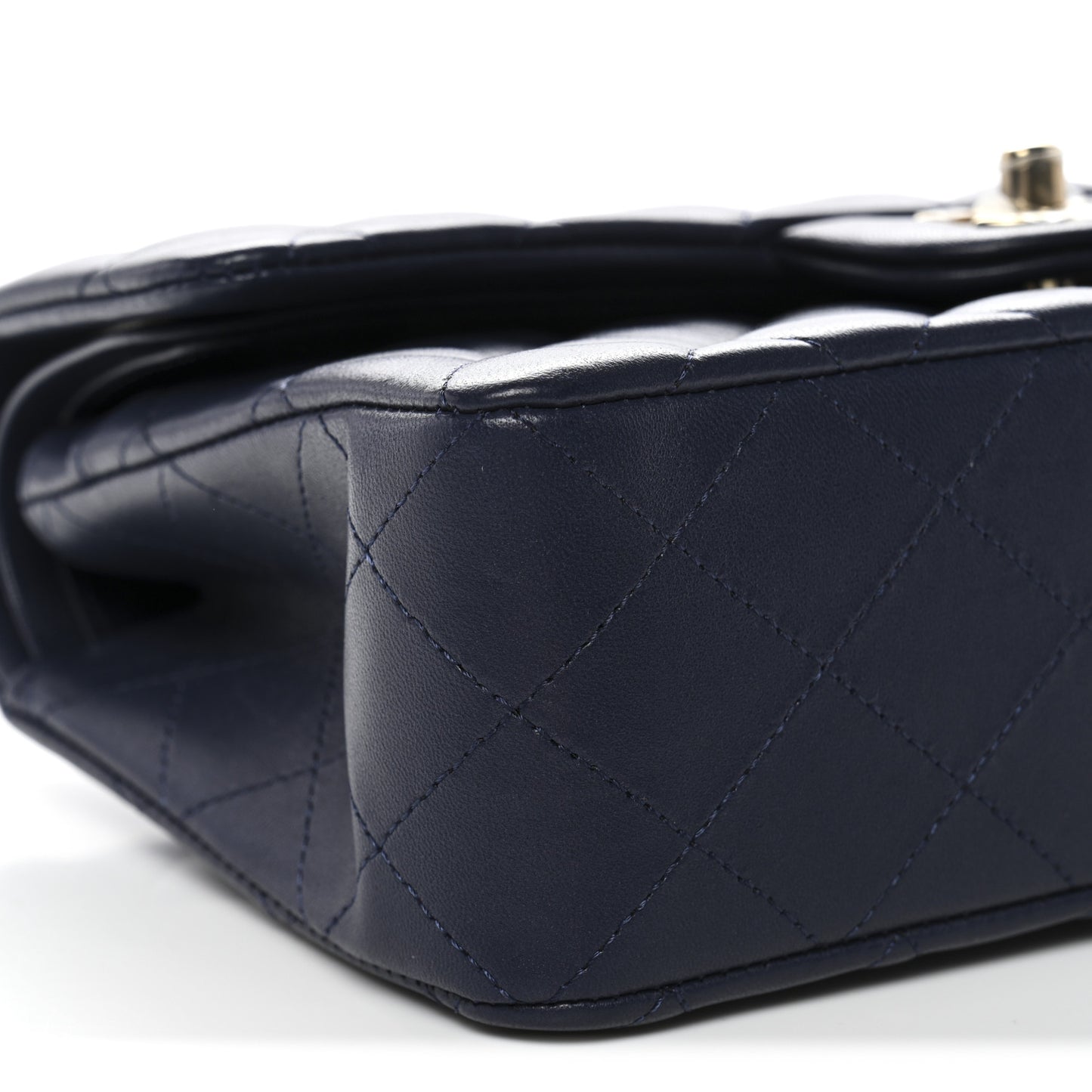 Lambskin Quilted Small Double Flap Dark Blue