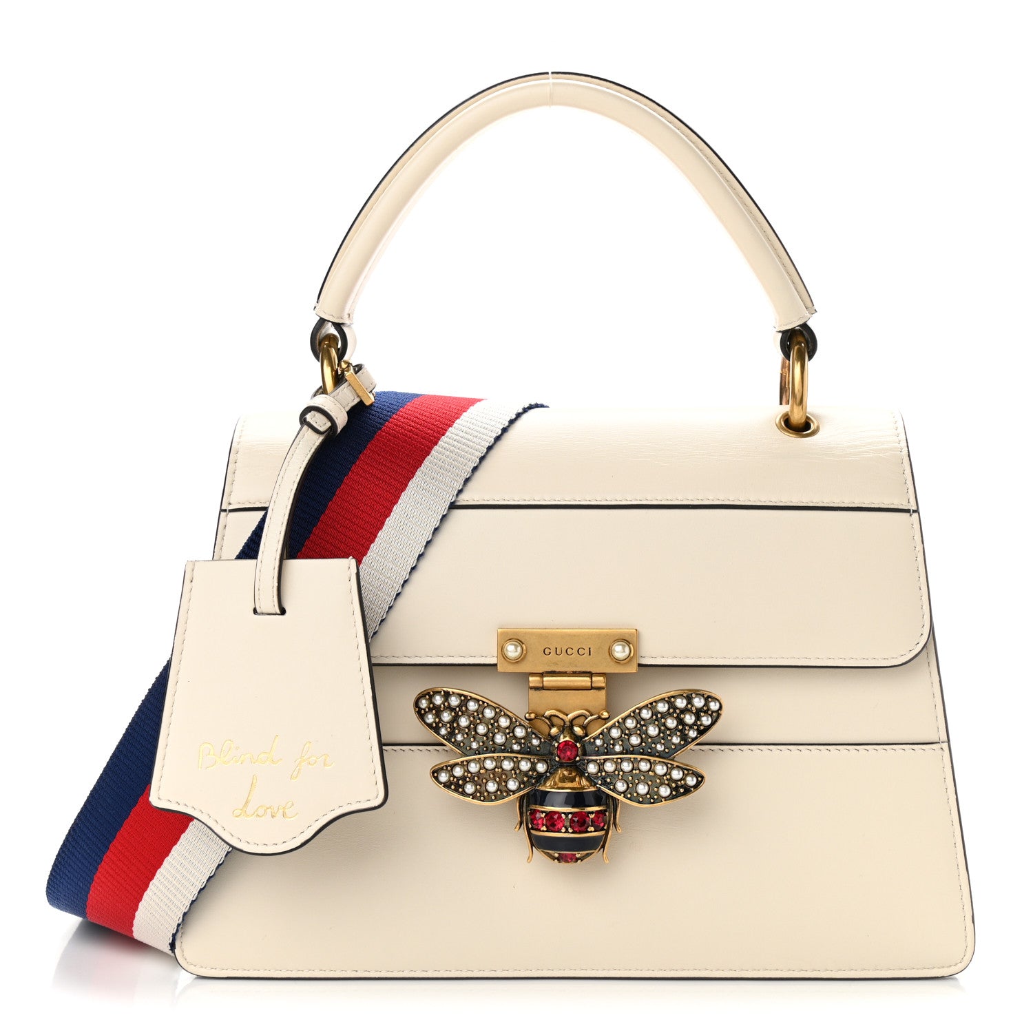 Gucci Calfskin Sylvie Web Small Queen Margaret Top Handle Bag White 1 of 13