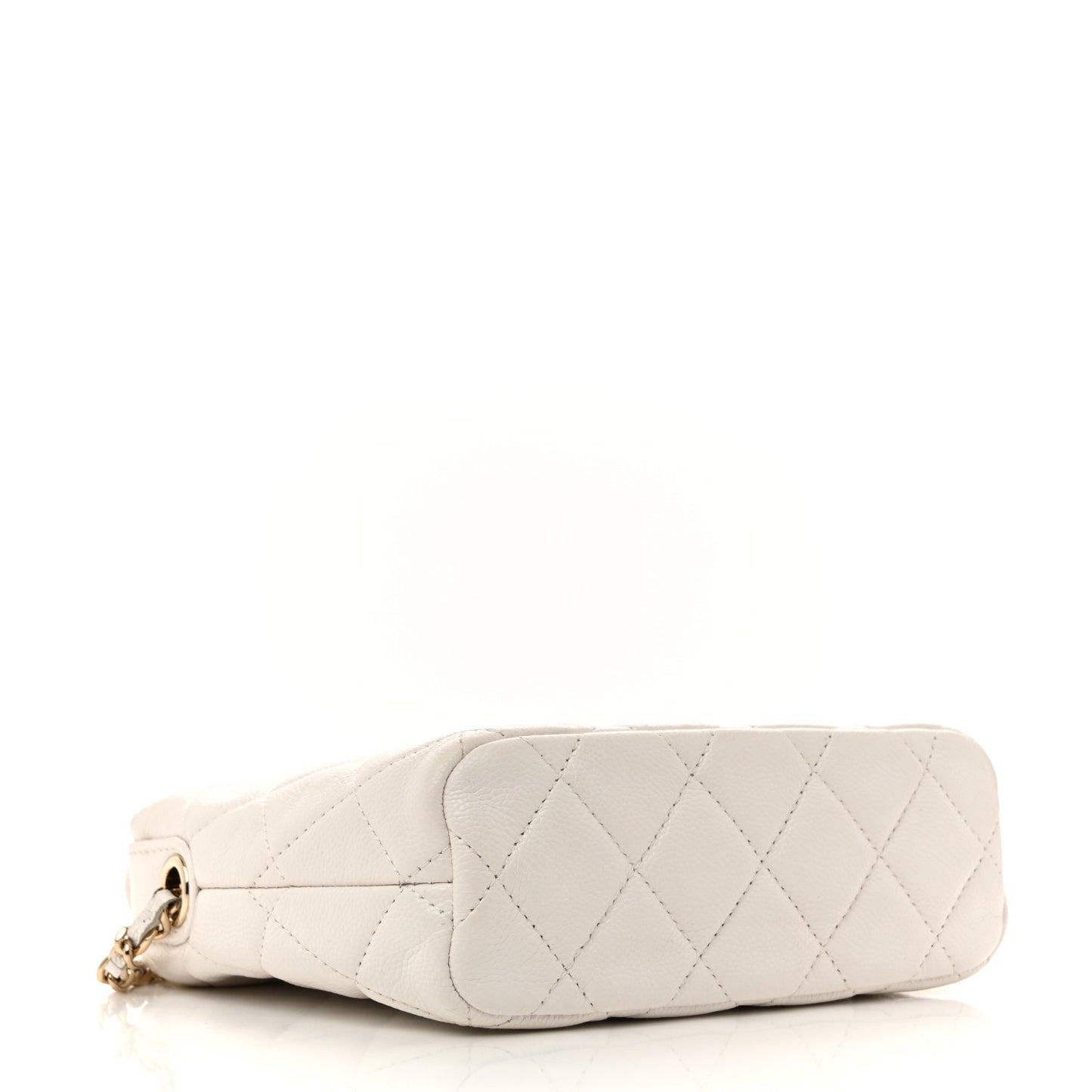 Caviar Quilted Hobo Clutch With Chain White