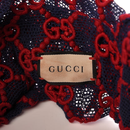 Gucci Cotton Embroidered GG Blend Headband M Blue Red 4 of 5