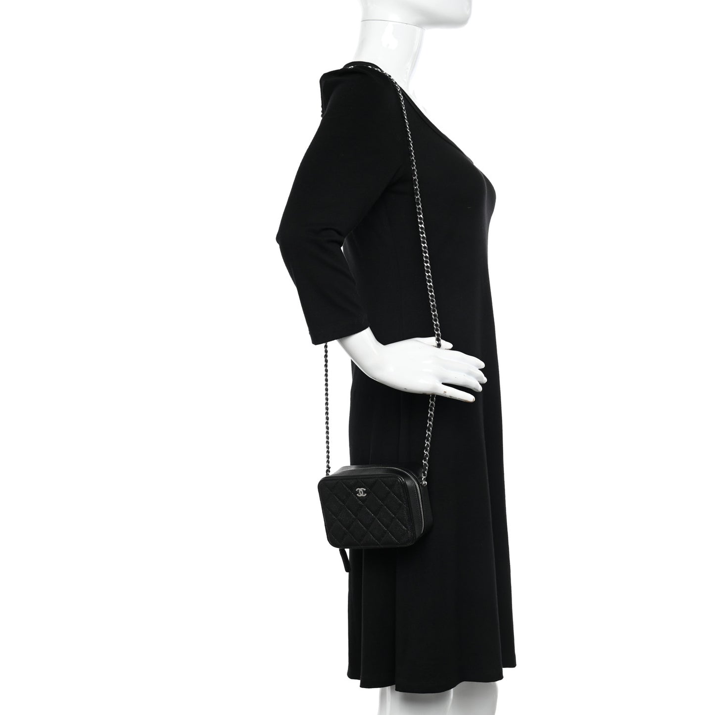 Caviar Quilted Camera Bag Black
