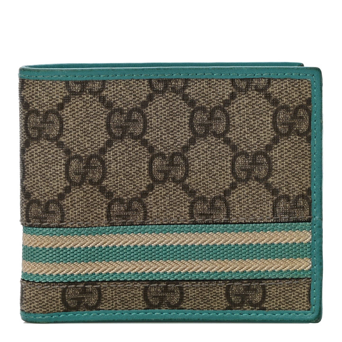 GG Supreme Monogram Web Bi-Fold Wallet White Blue