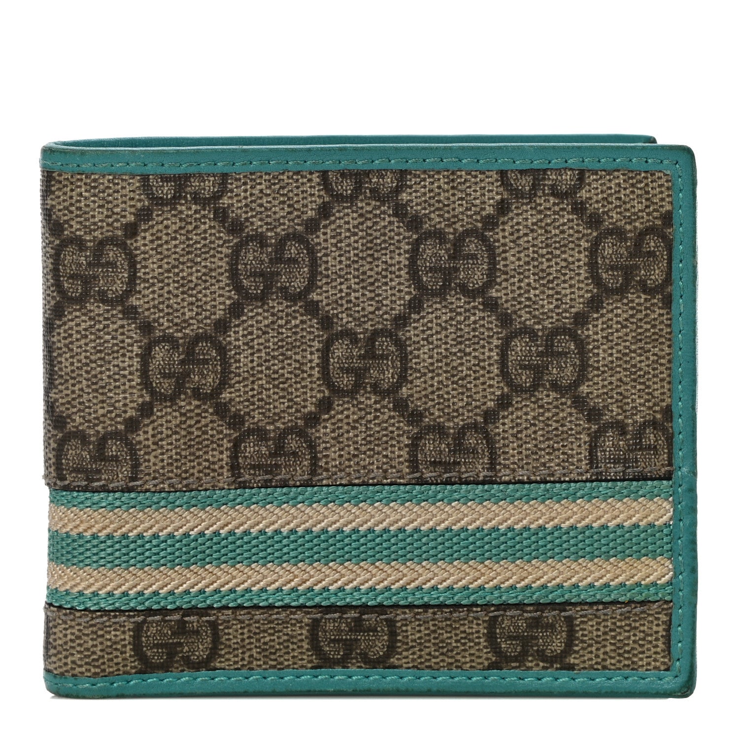 Gucci GG Supreme Monogram Web Bi-Fold Wallet White Blue 1 of 11