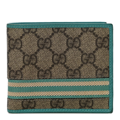 Gucci GG Supreme Monogram Web Bi-Fold Wallet White Blue 1 of 11