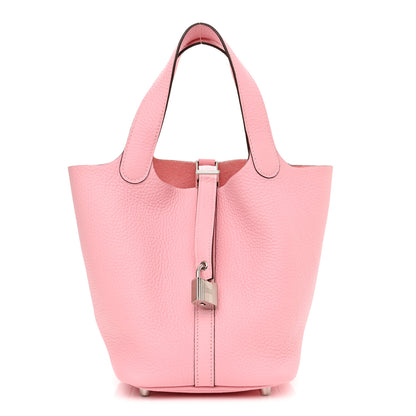 Hermes Taurillon Clemence Picotin Lock 18 PM Rose Sakura 1 of 9