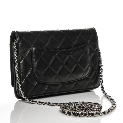 Chanel Lambskin Quilted Wallet On Chain WOC Black 3 of 8