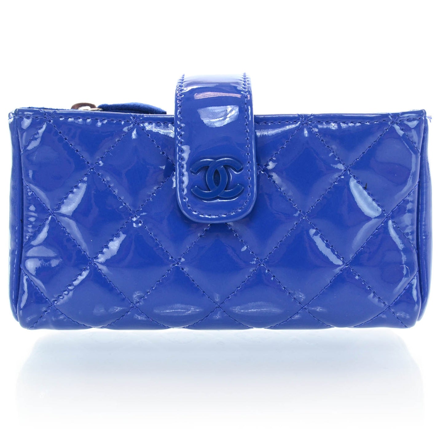 Patent Card Case and Bill Holder Bright Blue