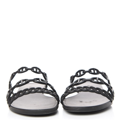 Hermes Rubber Chaine d'Ancre Rivage Sandals 35 Black 2 of 10