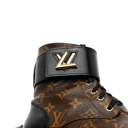 Louis Vuitton Calfskin Monogram Wonderland Flat Ranger Boots 37 Black 11 of 14