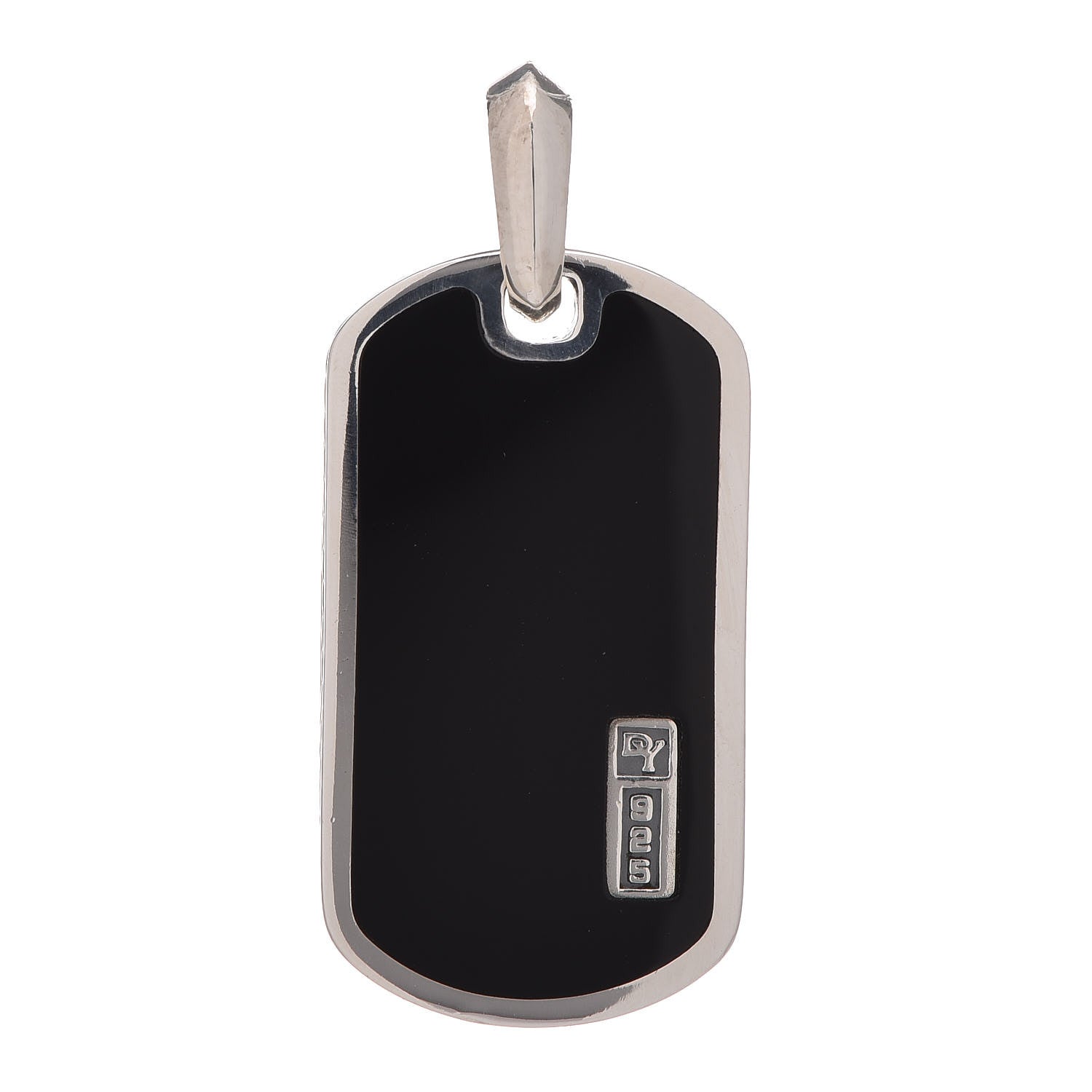 David Yurman Sterling Silver Black Onyx Exotic Stone Dog Tag Pendant 1 of 4