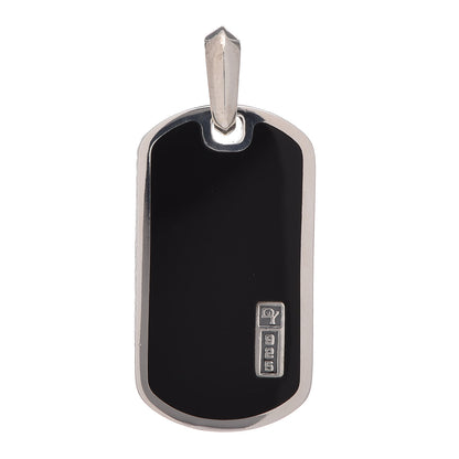 David Yurman Sterling Silver Black Onyx Exotic Stone Dog Tag Pendant 1 of 4